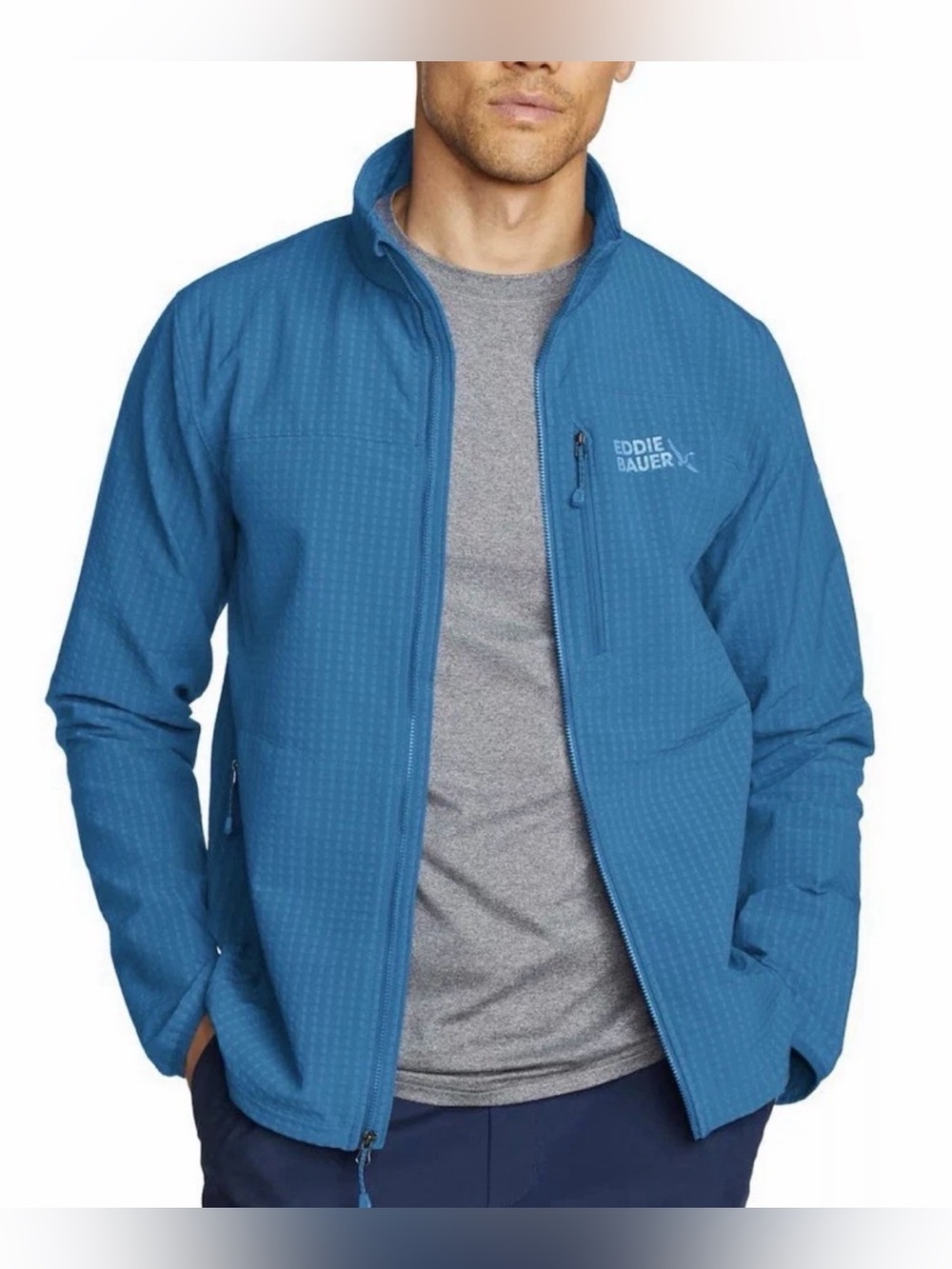 $129 Eddie Bauer Sandstone Grid Blue Jacket Men’s Sz: Medium - Picture 2 of 8